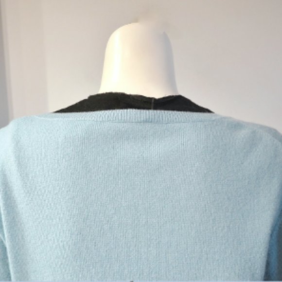 Vintage 10's Autumn Cashmere Aqua V Neck Sweater - Picture 6 of 9